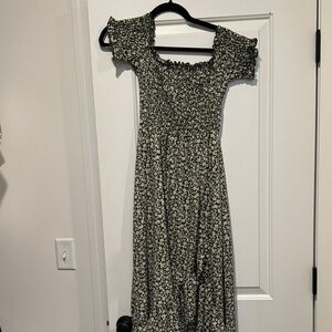 Green and White Floral Maxi Dress